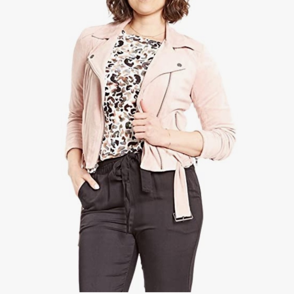 Stitch Fix Cupcakes & Cashmere Pink Faux Suede Moto Jakcet